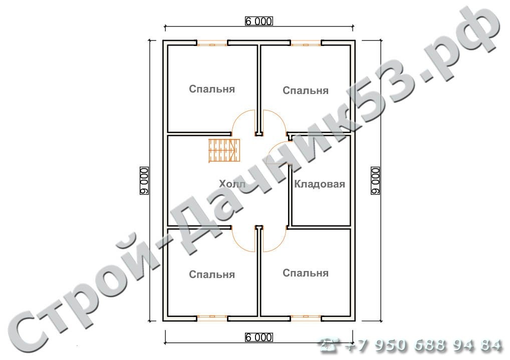 Проект дома К-27, план 2-го этажа