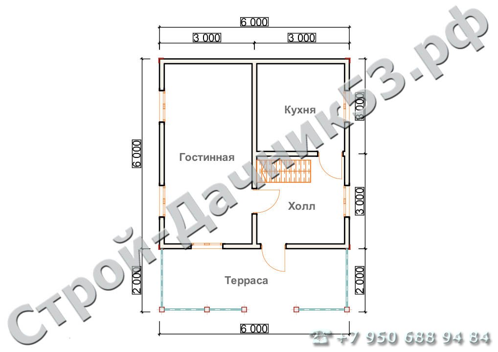 Проект дома К-14, план 1-го этажа
