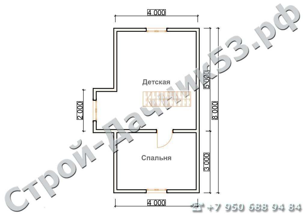 Проект дома К-14, план 2-го этажа