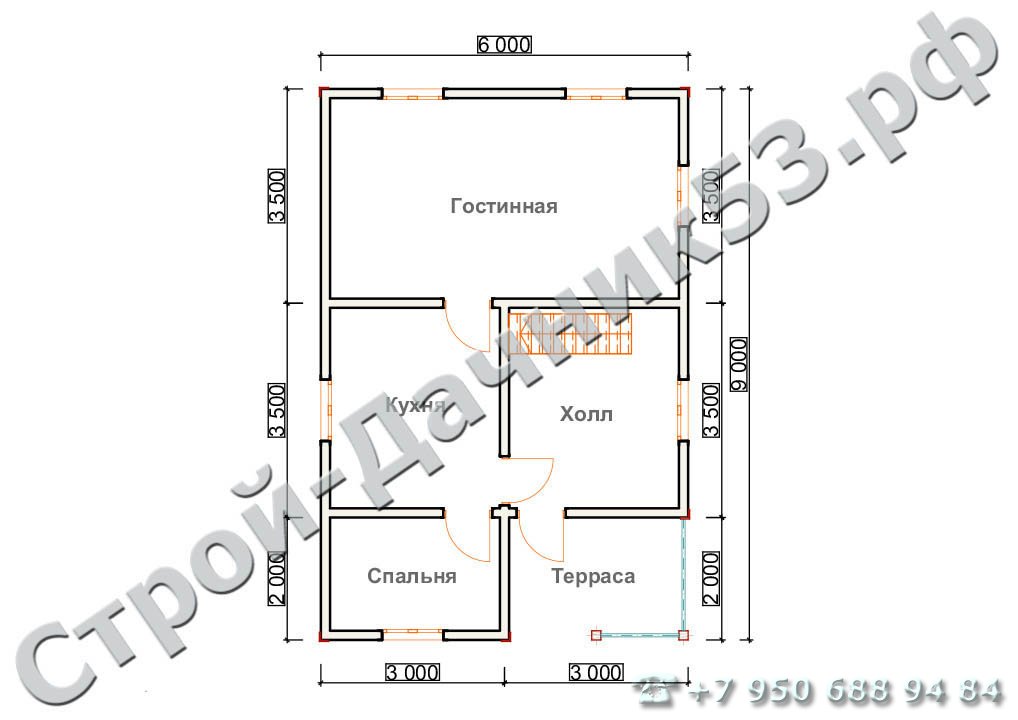 Проект дома К-17, план 1-го этажа