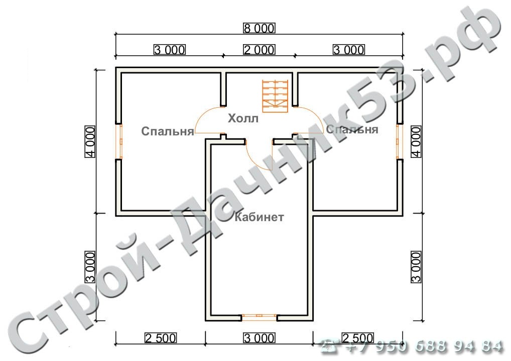 Проект дома К-16, план 2-го этажа