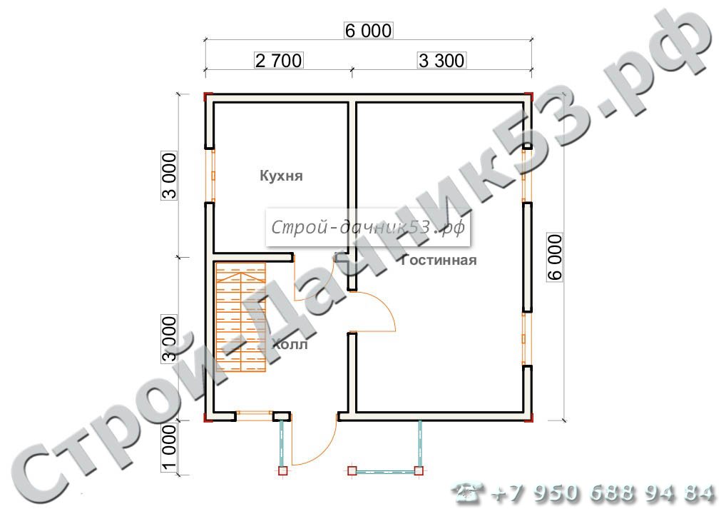 Проект дома К-3, план 1-го этажа