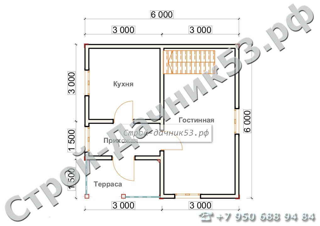Проект дома К-5, план 1-го этажа