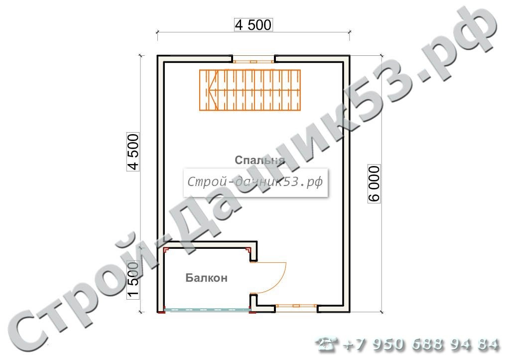 Проект дома К-5, план 2-го этажа
