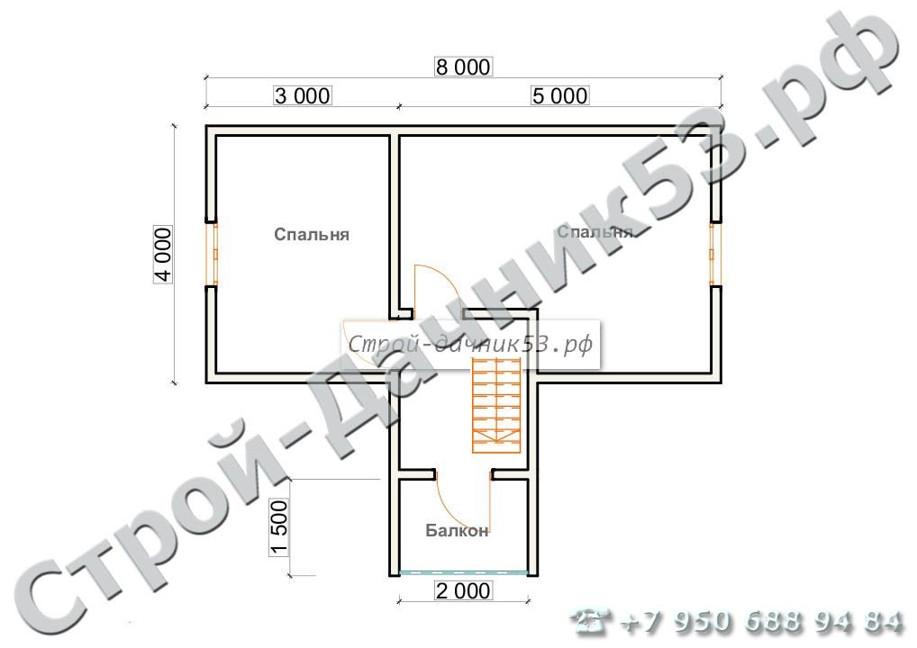 Проект дома К-19, план 2-го этажа