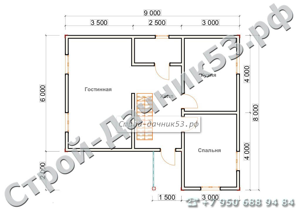 Проект дома К-28, план 1-го этажа