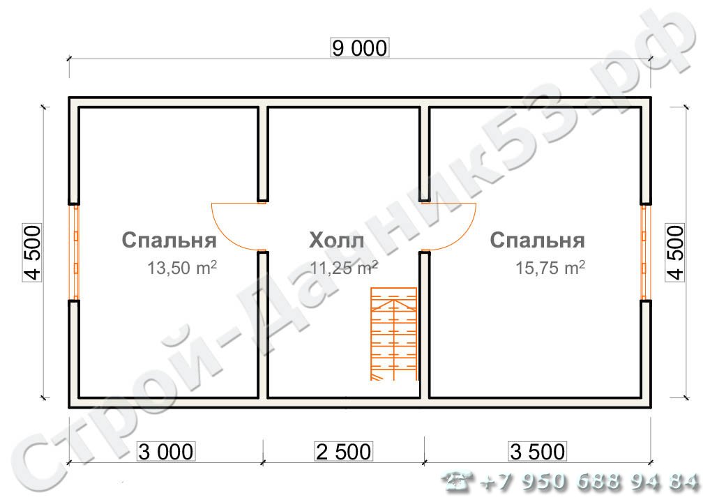 Проект дома К-34, план 2-го этажа