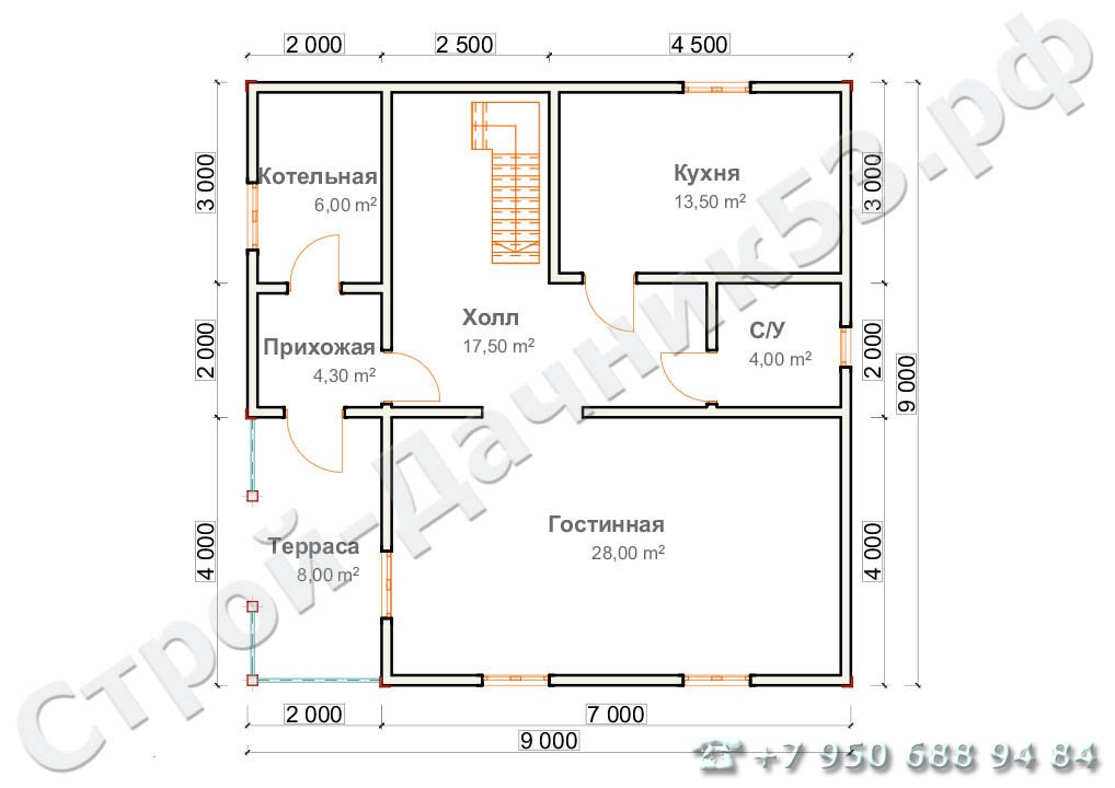 Проект дома К-35, план 1-го этажа