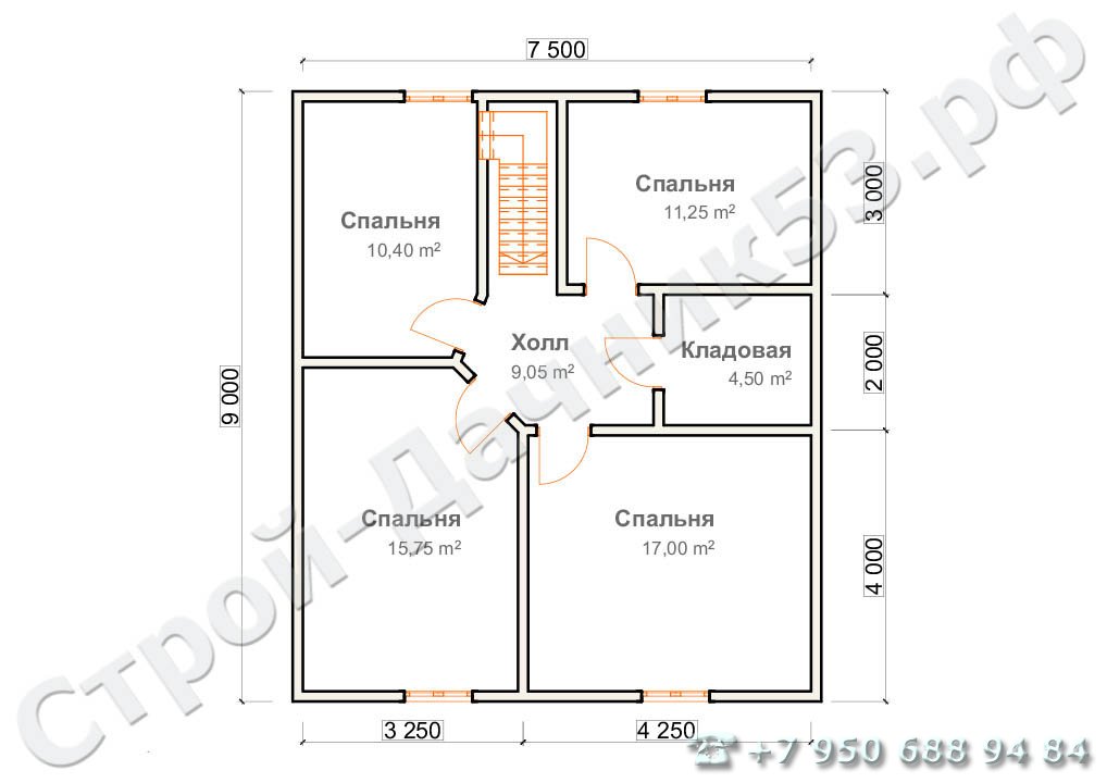 Проект дома К-35, план 2-го этажа