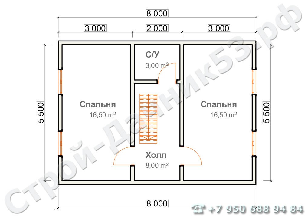 Проект дома К-36, план 2-го этажа