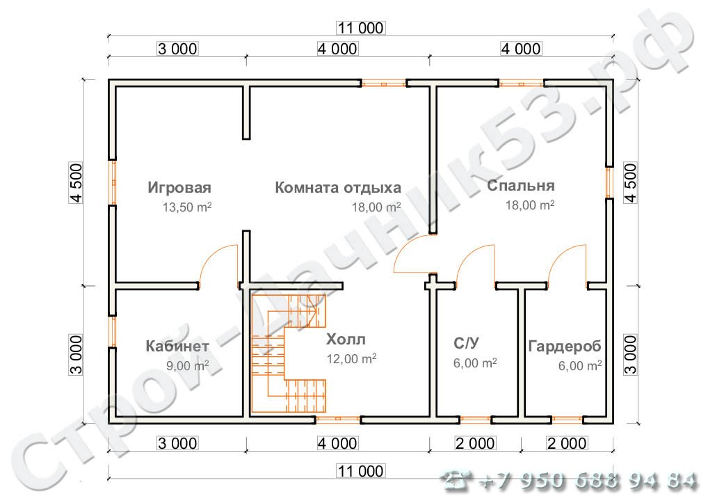 Проект дома К-38, план 2-го этажа