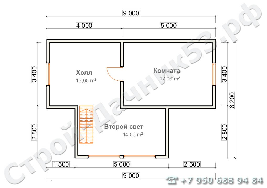 Проект дома К-40, план 2-го этажа