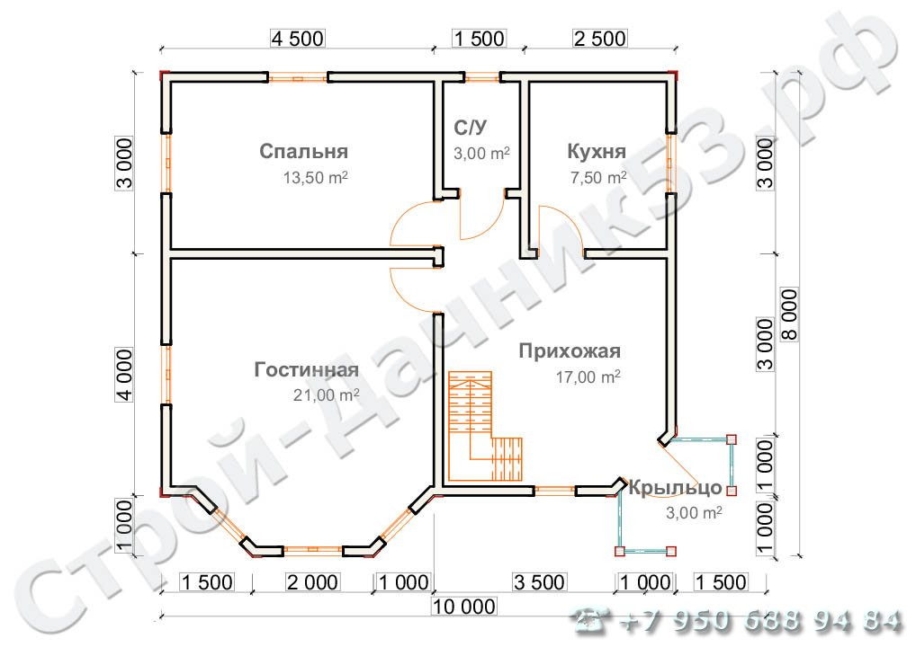 Проект дома К-42, план 1-го этажа