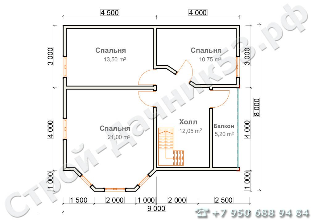 Проект дома К-42, план 2-го этажа