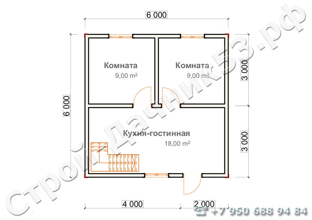 Проект дома К-43, план 1-го этажа