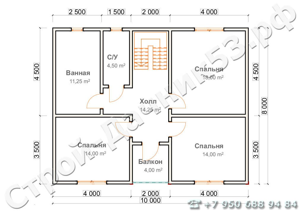  Проект дома П–16, план 2-го этажа